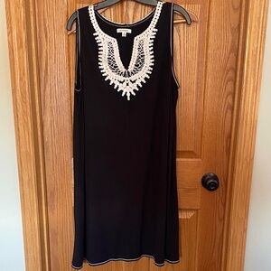 Max Studio Black Dress with White Embroidery